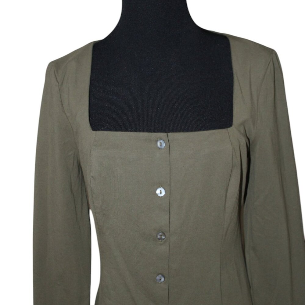 Rihoas Square Neck Mini Button Down Dress Size S Small NWT's Vintage Style - Picture 3 of 11